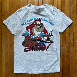VTG 90s Looney Tunes Tasmanian Devil Taz Its Good To Be The Santa T-shirt Sz. M